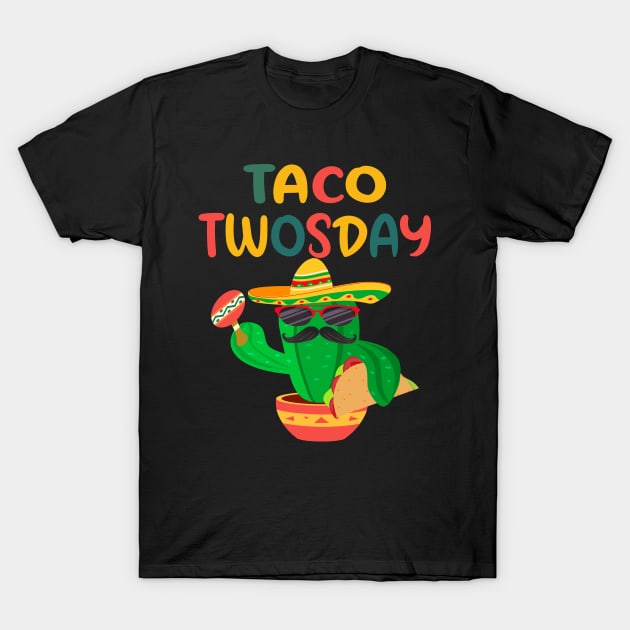 Taco Twosday Toddler Dinosaur 2nd Birthday Cinco De Mayo T-Shirt by melmahameed